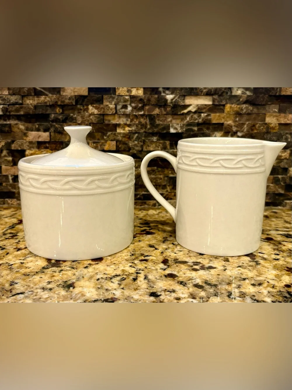 Gala by Block Sugar Jar and Creamer Set with Braided Design